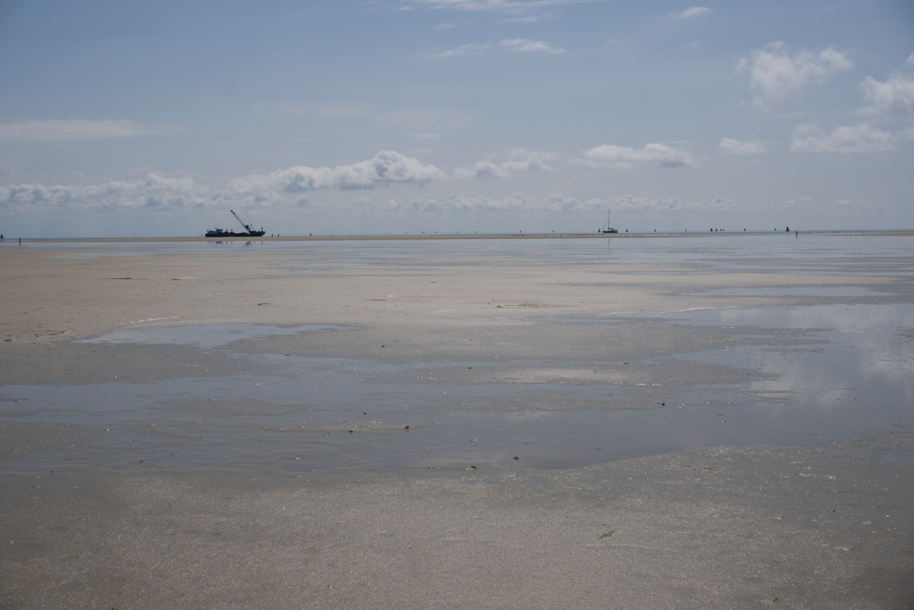 Het drooggevallen wad, sluimerend tussen water en land